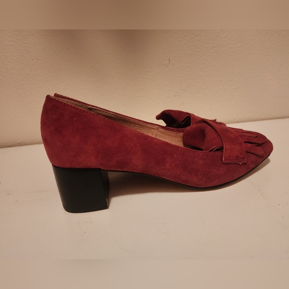 J. Jill Juliette Kiltie Suede Pumps Fringe Womens 6m Comfort Workwear Red Loafer - Picture 3 of 6